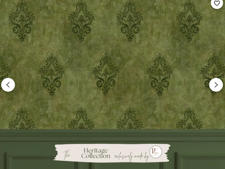 Weathered Green Damask Wallpaper -Vintage Floral