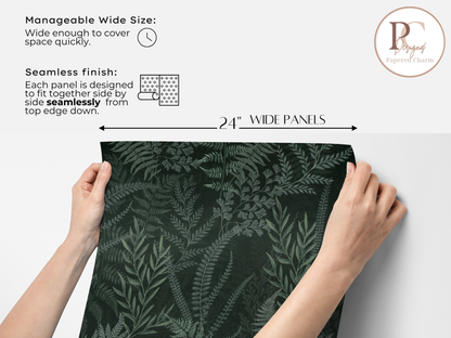 Deep Green Forest Fern Wallpaper | Moody Botanical Walls
