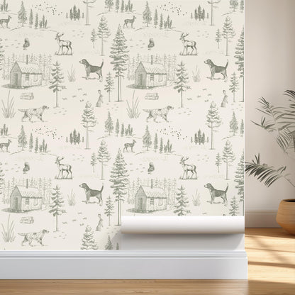 Dog Toile Wallpaper