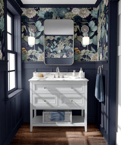 Elegant Blue Floral Wallpaper