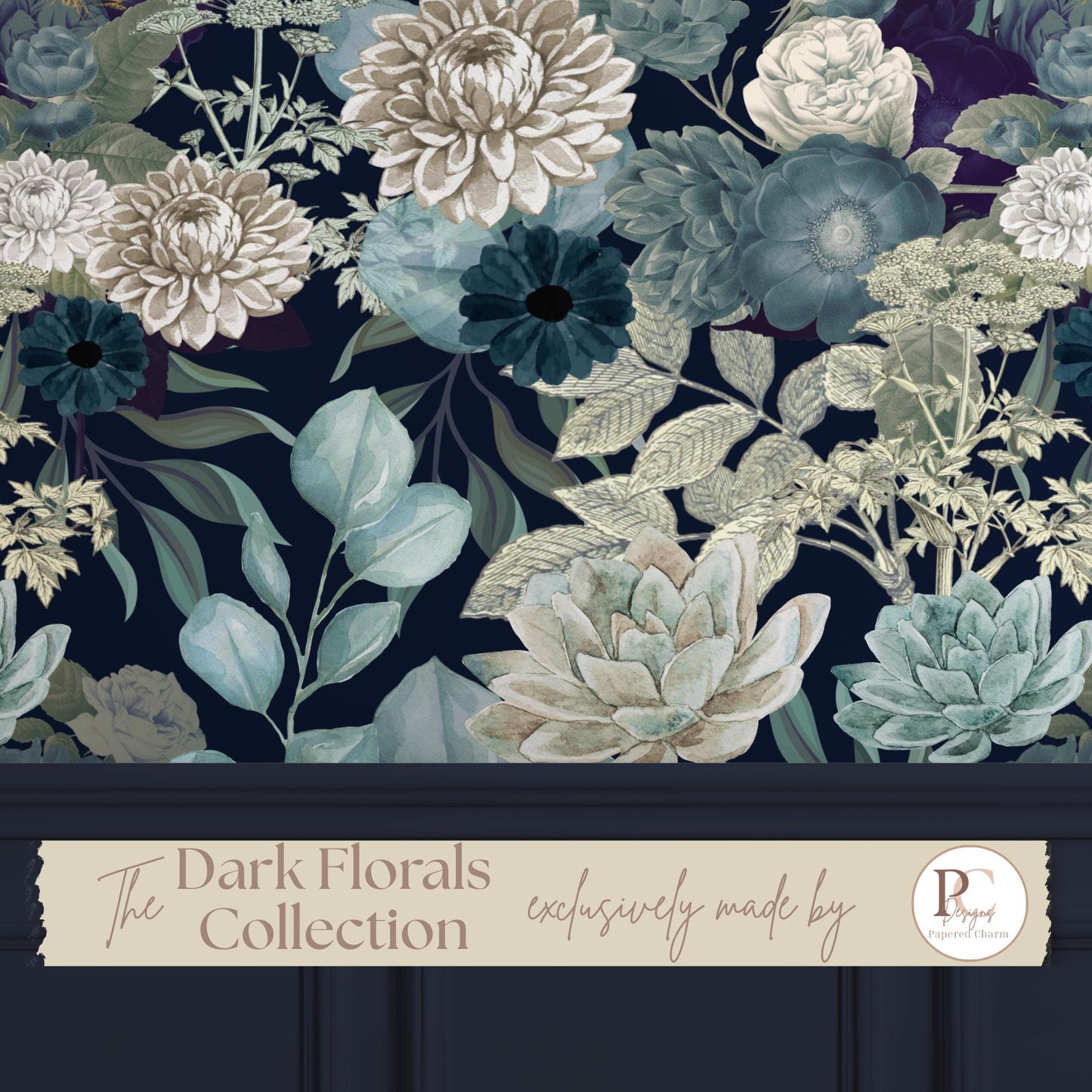 Elegant Blue Floral Wallpaper