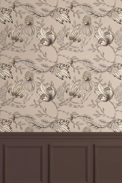 Beige Botanical Wallpaper
