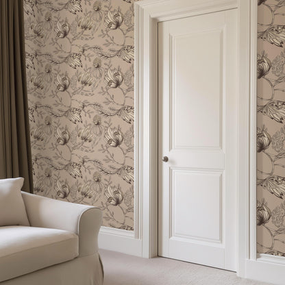 Beige Botanical Wallpaper
