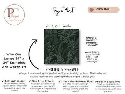 Deep Green Forest Fern Wallpaper | Moody Botanical Walls