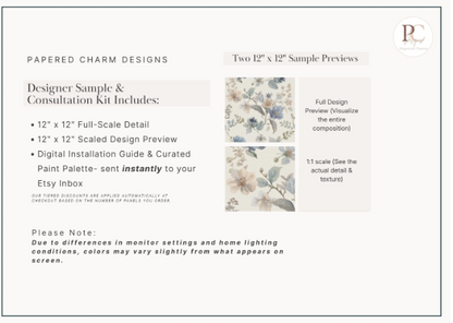 Heritage Blue Garden Floral Wallpaper | Linen Look Cream Botanical | Timeless English Style For Girl Nursery Bedroom Pre-Pasted Traditional