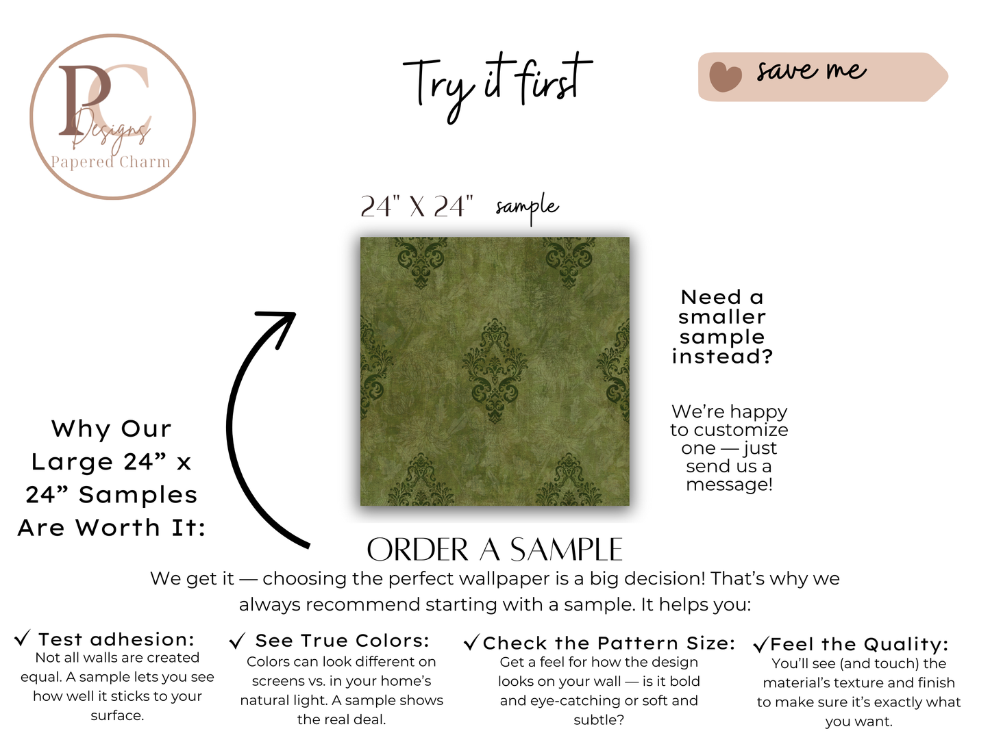 Weathered Green Damask Wallpaper -Vintage Floral