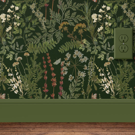 Mossy Green Botanical Fern Wallpaper