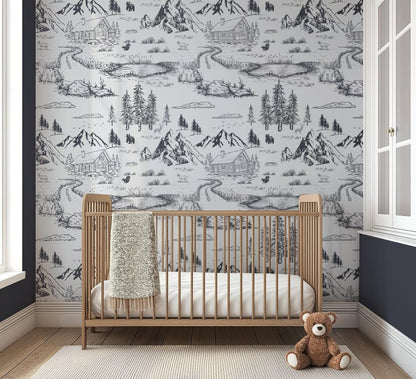 Rustic Woodland Toile Wallpaper