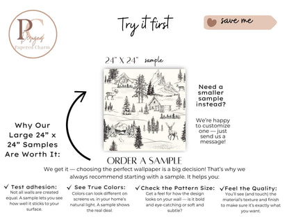 Wintery Forest Toile Wallpaper