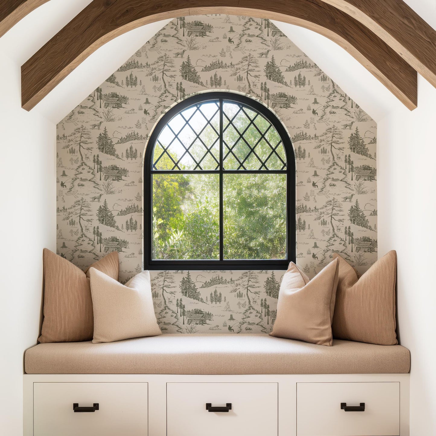 Dog Woodland Toile Wallpaper