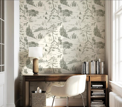 Dog Woodland Toile Wallpaper