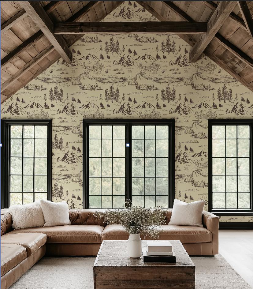 Rustic Woodland Toile Wallpaper