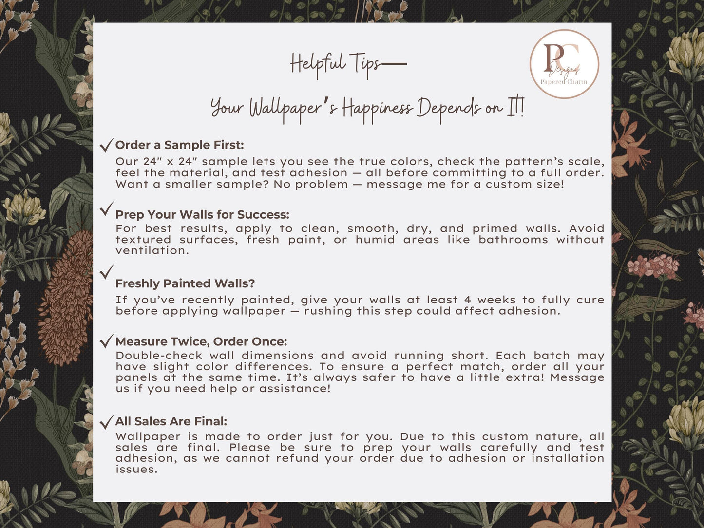 Moody Black Floral Wallpaper