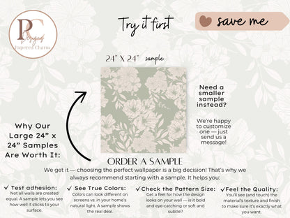 Sage Green Floral Wallpaper