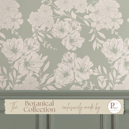 Sage Green Floral Wallpaper