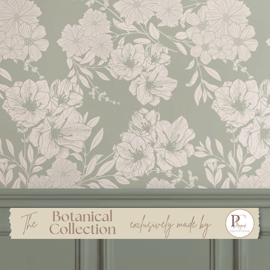 Sage Green Floral Wallpaper