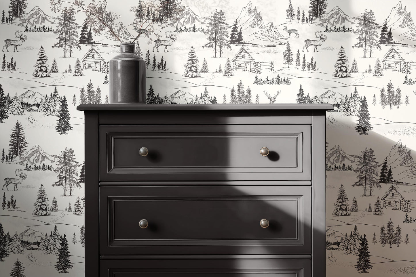 Wintery Forest Toile Wallpaper