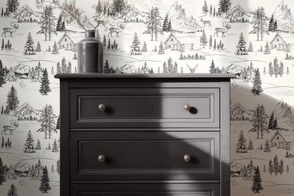 Wintery Forest Toile Wallpaper