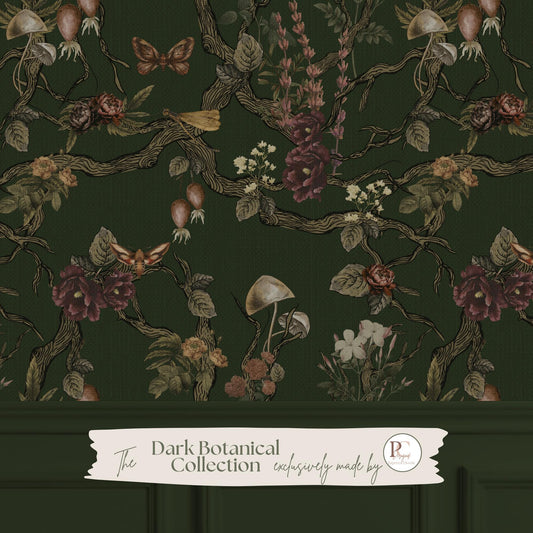 Dark Green Chinoiserie Wallpaper