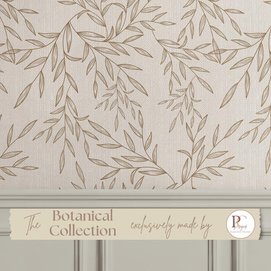 Botanical Faux Linen Wallpaper