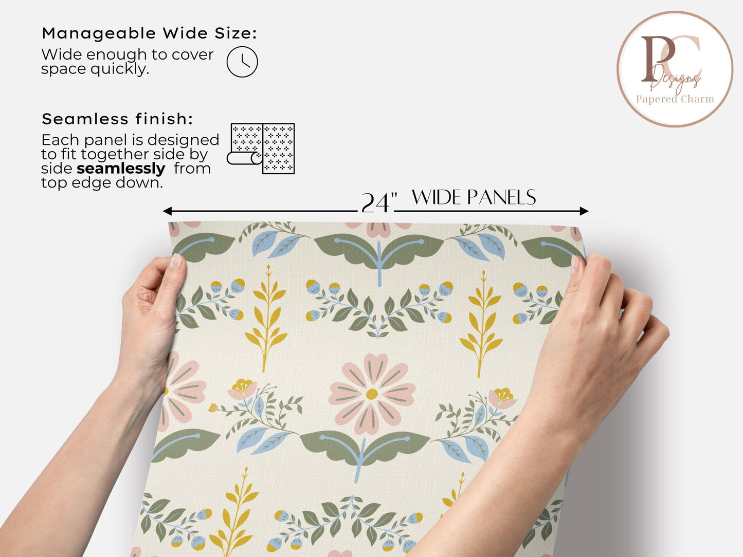 Boho Folk Floral Wallpaper