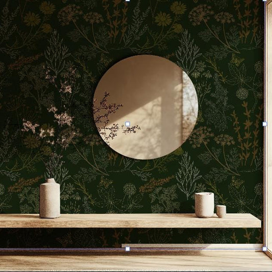 Dark Green Botanical Wallpaper