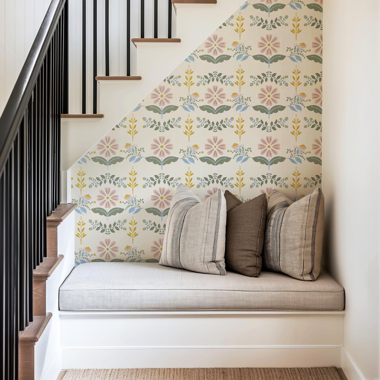 Boho Folk Floral Wallpaper