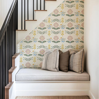 Boho Folk Floral Wallpaper
