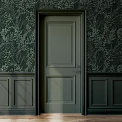 Deep Green Forest Fern Wallpaper | Moody Botanical Walls