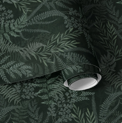 Deep Green Forest Fern Wallpaper | Moody Botanical Walls