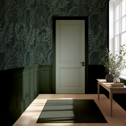 Deep Green Forest Fern Wallpaper | Moody Botanical Walls