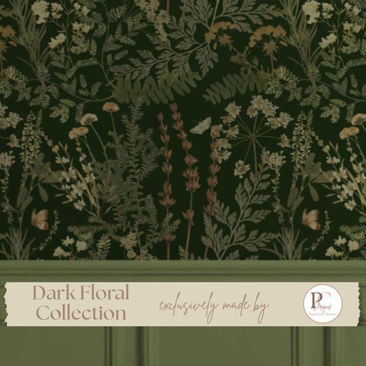 Dark Green Botanical Wallpaper