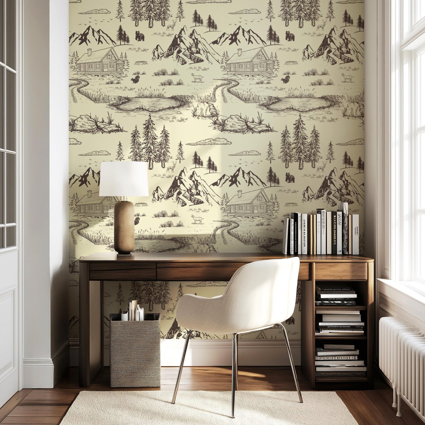 Rustic Woodland Toile Wallpaper