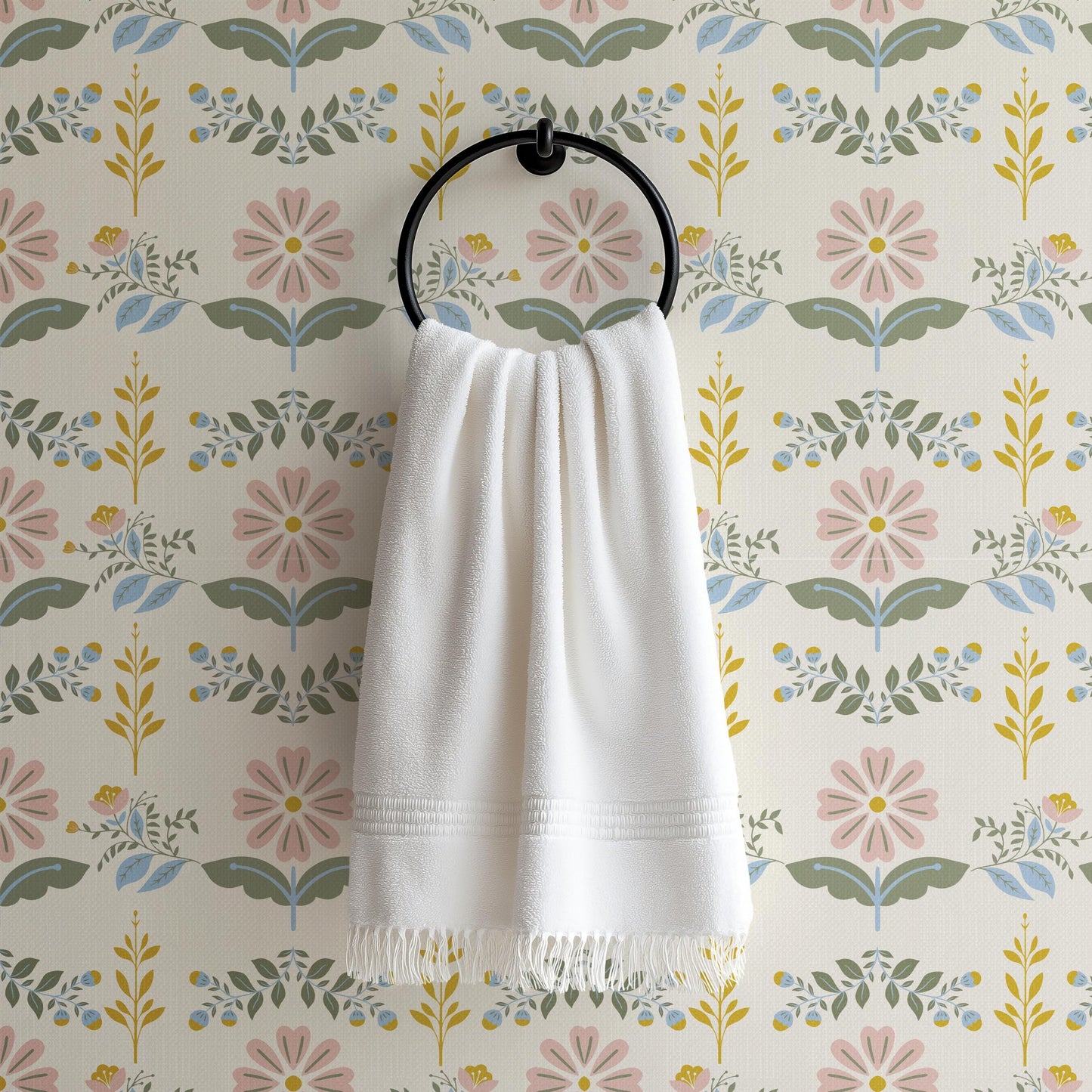 Boho Folk Floral Wallpaper