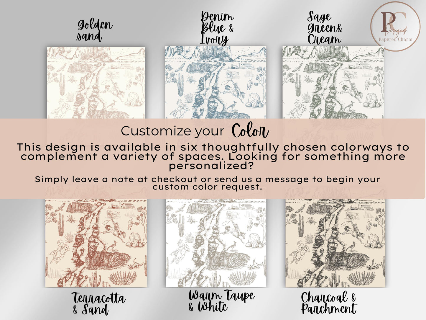 Western Terracotta Toile Wallpaper