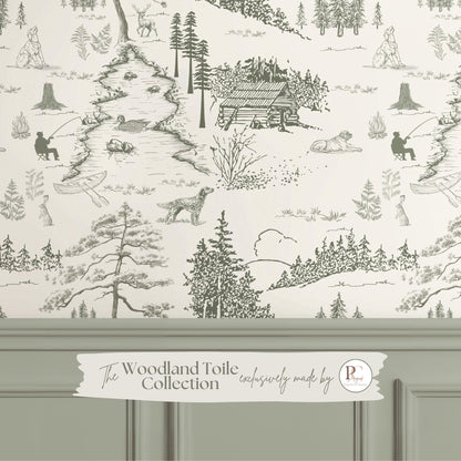 Dog Woodland Toile Wallpaper