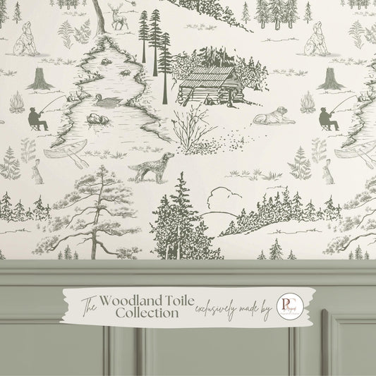Dog Woodland Toile Wallpaper