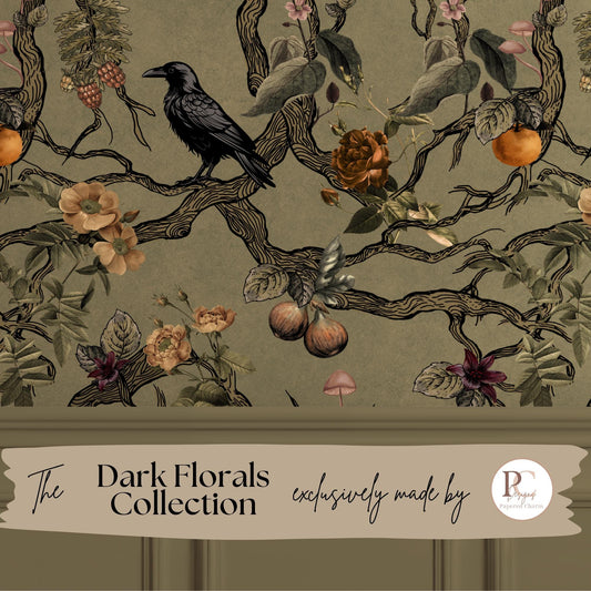 Vintage Raven Chinoiserie Wallpaper