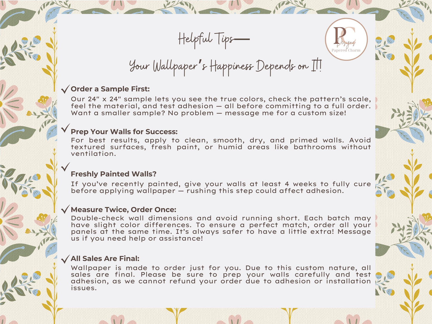 Boho Folk Floral Wallpaper