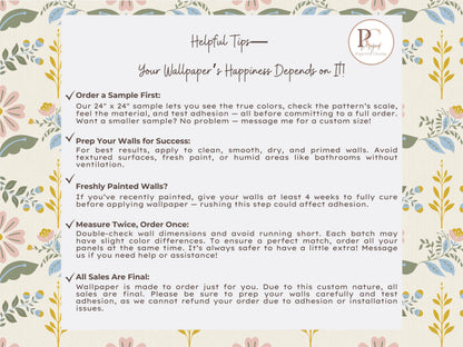 Boho Folk Floral Wallpaper
