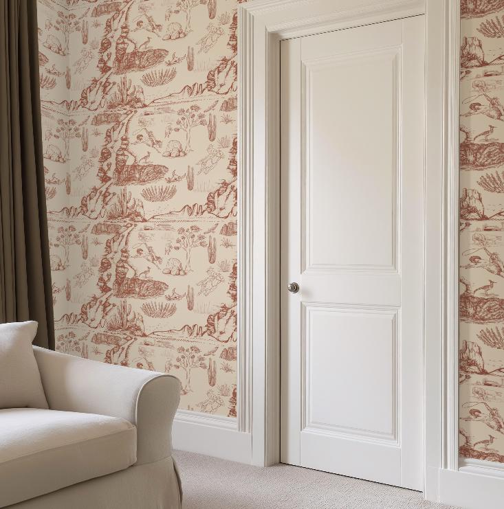 Western Terracotta Toile Wallpaper
