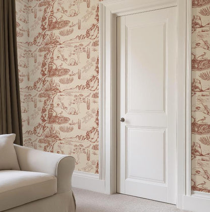 Western Terracotta Toile Wallpaper
