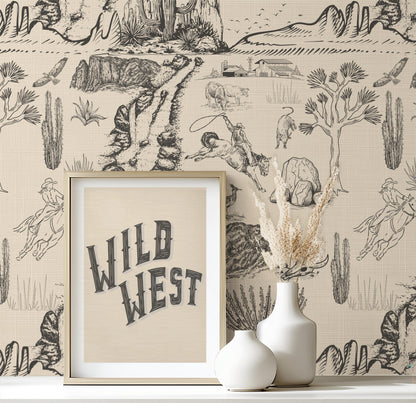 Western Terracotta Toile Wallpaper