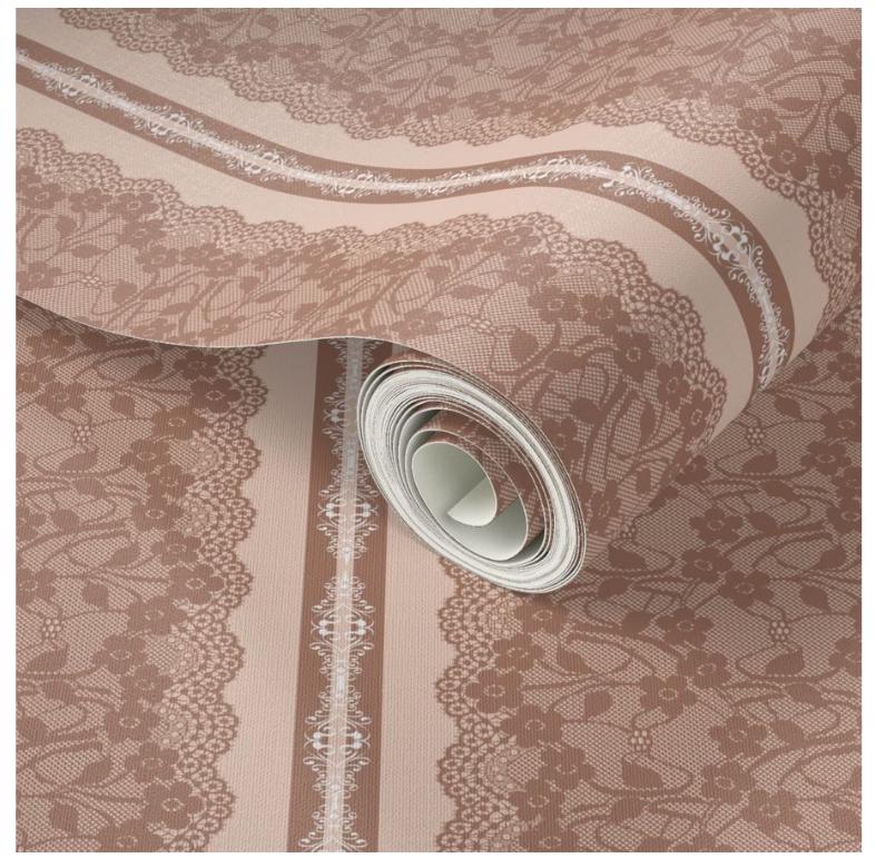 Dusty Rose Lace Stripe Wallpaper