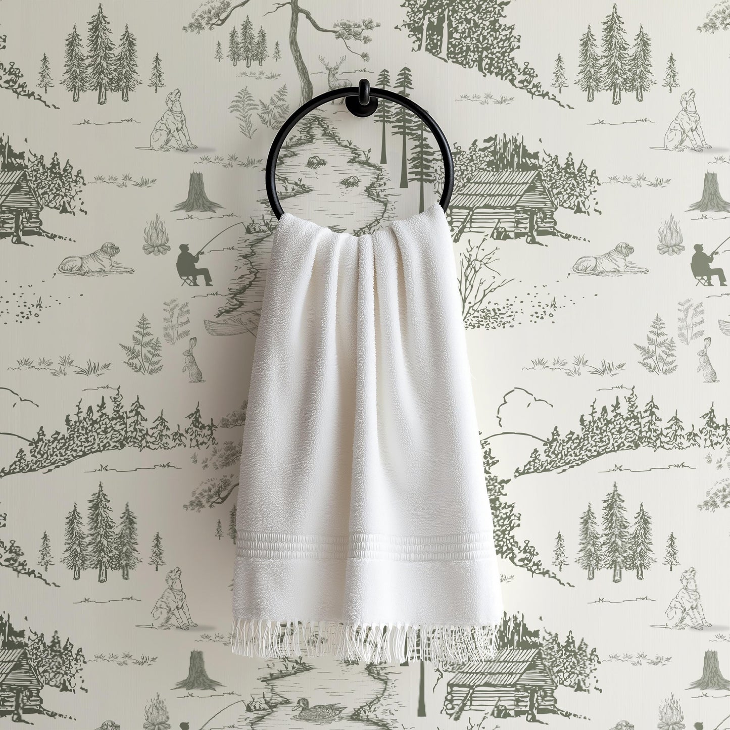 Dog Woodland Toile Wallpaper