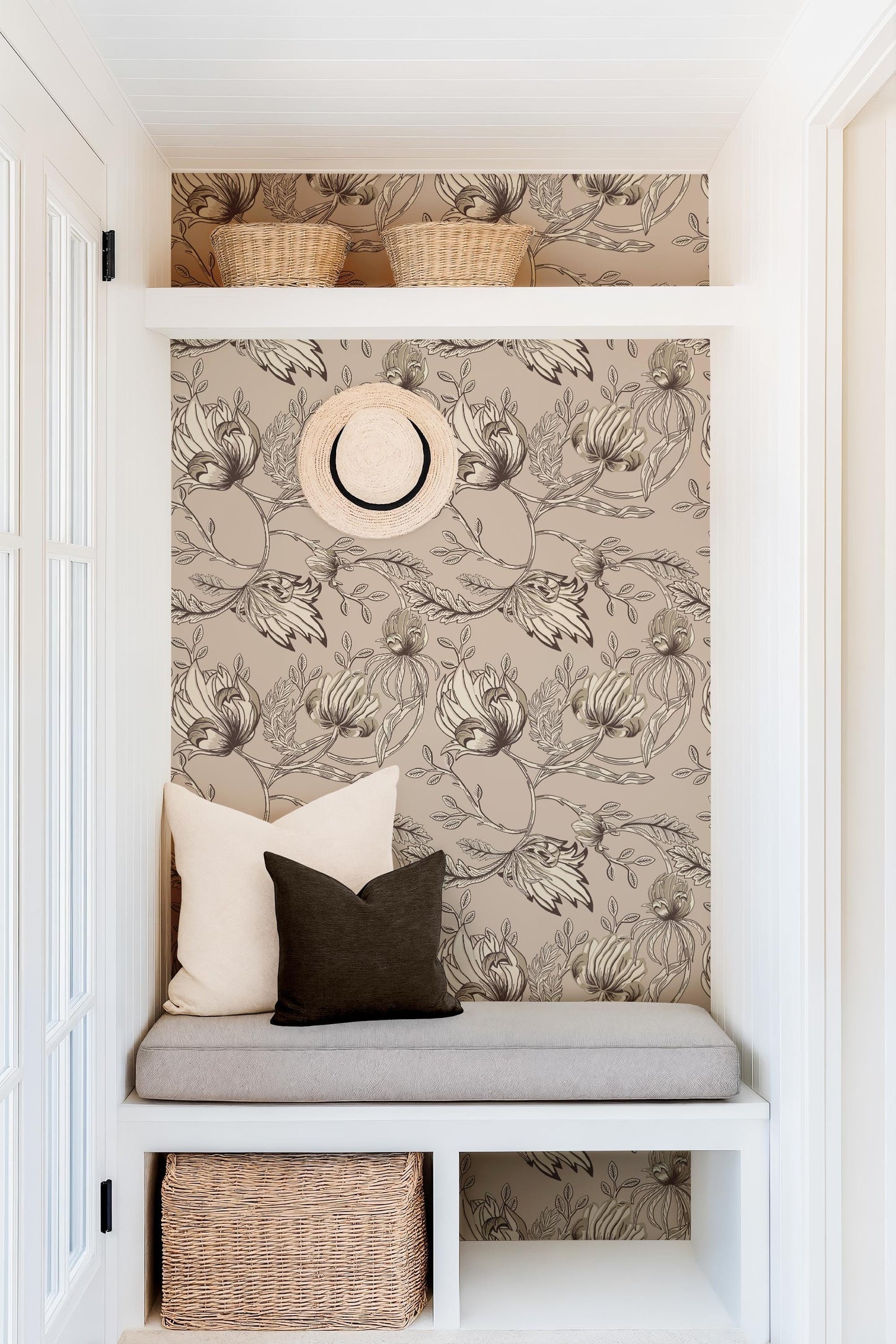 Beige Botanical Wallpaper