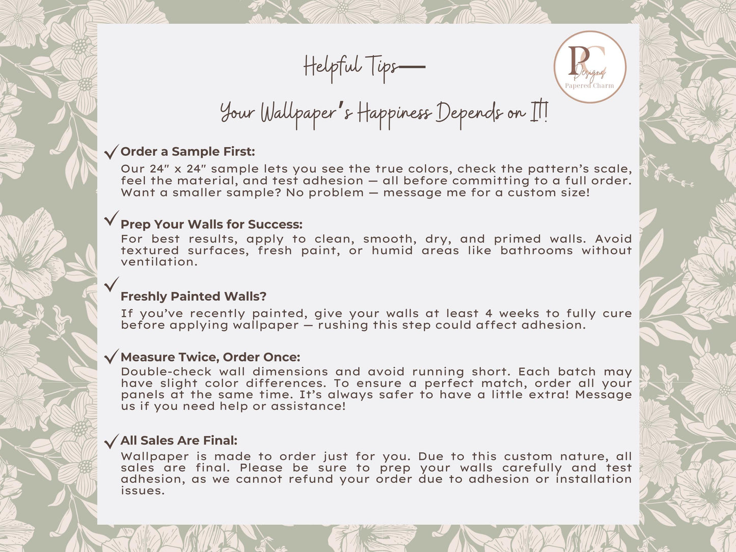 Sage Green Floral Wallpaper