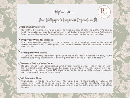 Sage Green Floral Wallpaper