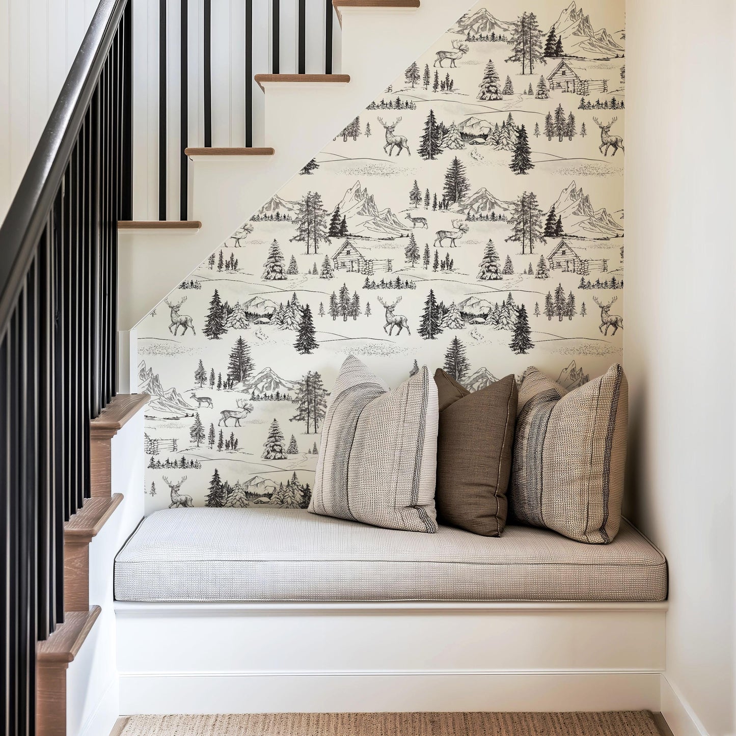 Wintery Forest Toile Wallpaper