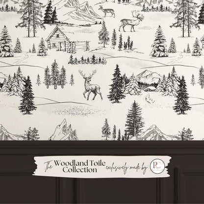 Wintery Forest Toile Wallpaper